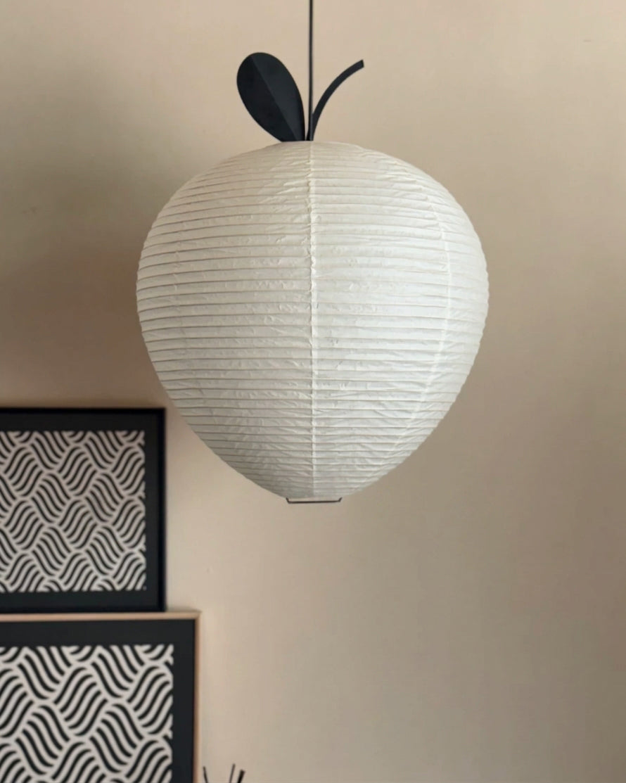 Mizuna Curated Washi Paper Pendant Light – side angled contour profile