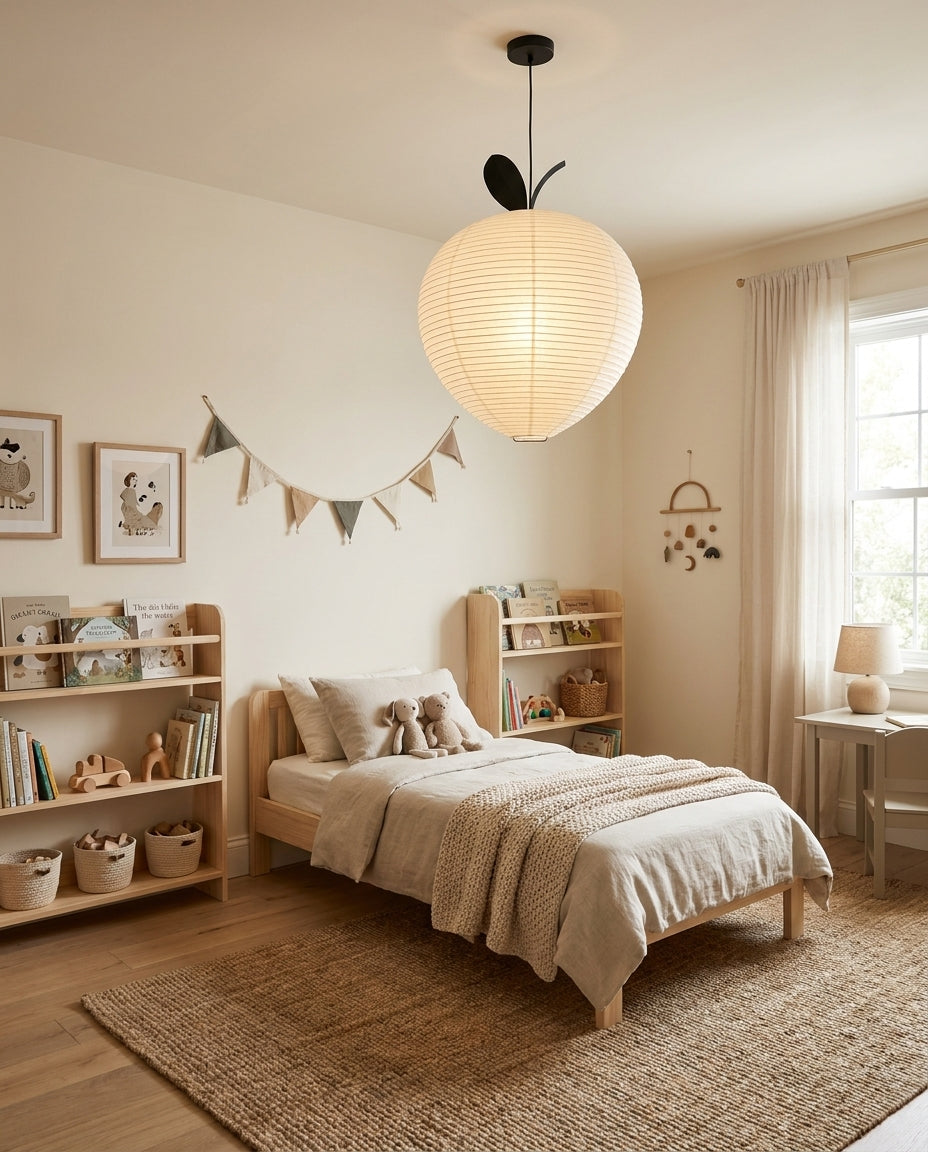 Mizuna Curated Washi Paper Pendant Light – spatial dining room perspective