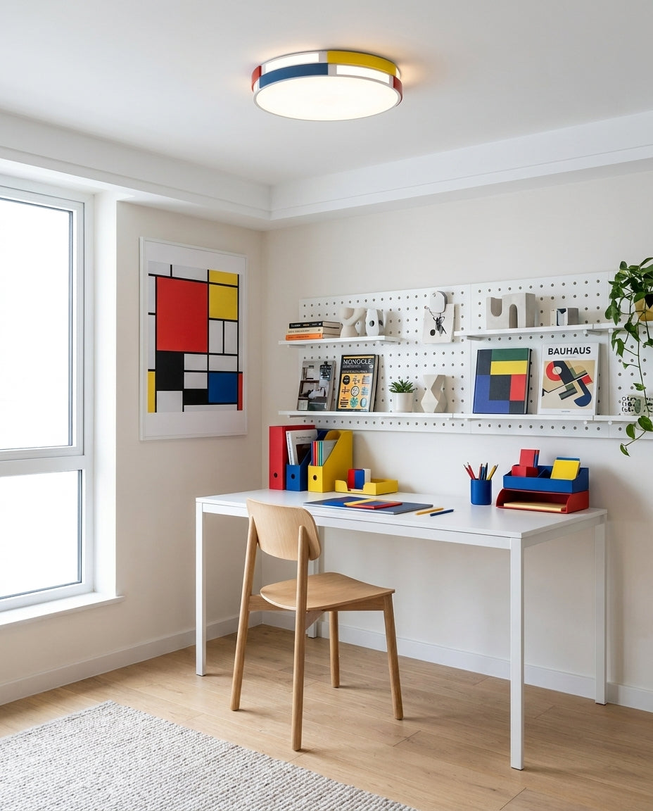 Modavio Curated Optical Acrylic Flush Mount Ceil installed in residential dining space