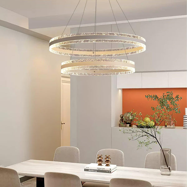 Modern Circle LED Curated Iron & Glass Chandelie