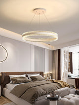 Modern Circle LED Curated Iron & Glass Chandelie – dimensional scale reference