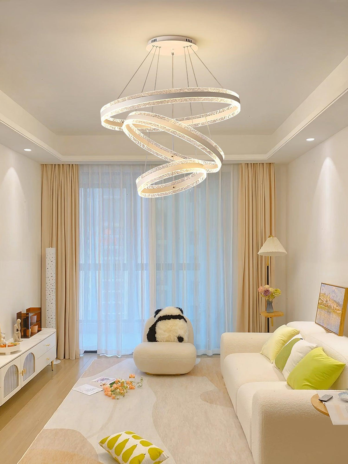 Modern Circle LED Curated Iron & Glass Chandelie – structural canopy joint detail