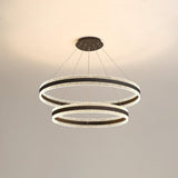 Modern Circle LED Curated Iron & Glass Chandelie – Three Layers ∅ 15.7 + ∅ 23.6 + ∅ 31.5 x  finish configuration #1