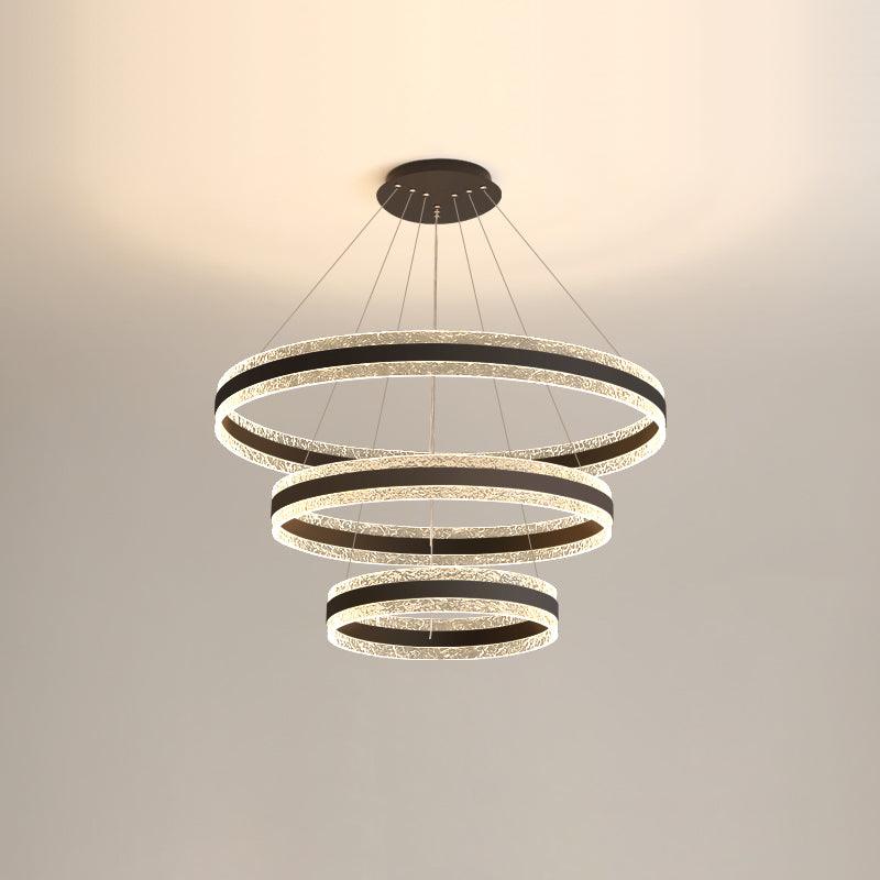 Modern Circle LED Curated Iron & Glass Chandelie – Double Layers ∅ 23.6 + 31.5 x H 47.2 finish configuration #1 #2