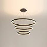Modern Circle LED Curated Iron & Glass Chandelie – Double Layers ∅ 23.6 + 31.5 x H 47.2 finish configuration #1 #2