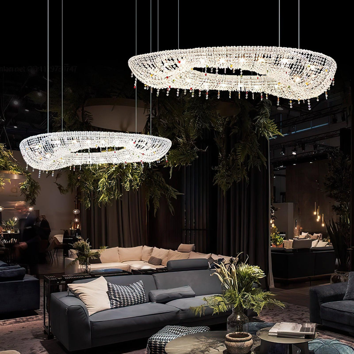 Modern Round Crystal Chandelier – Ambient Illumination in Luxury Interior Setting View 4