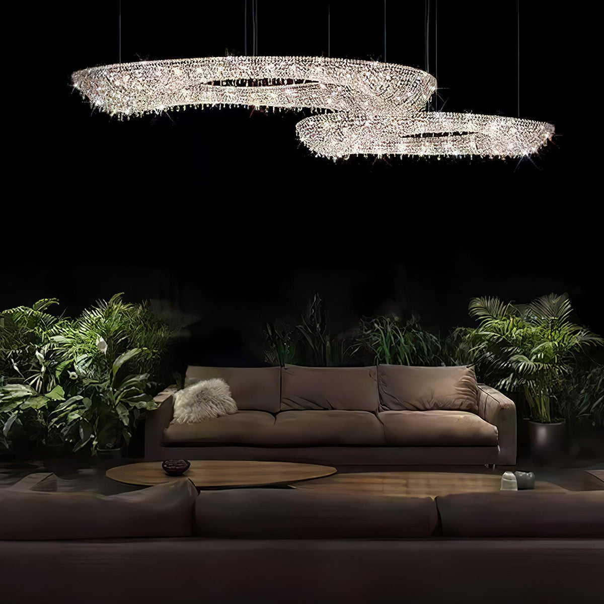 Modern Round Crystal Chandelier – Ambient Illumination in Luxury Interior Setting View 12