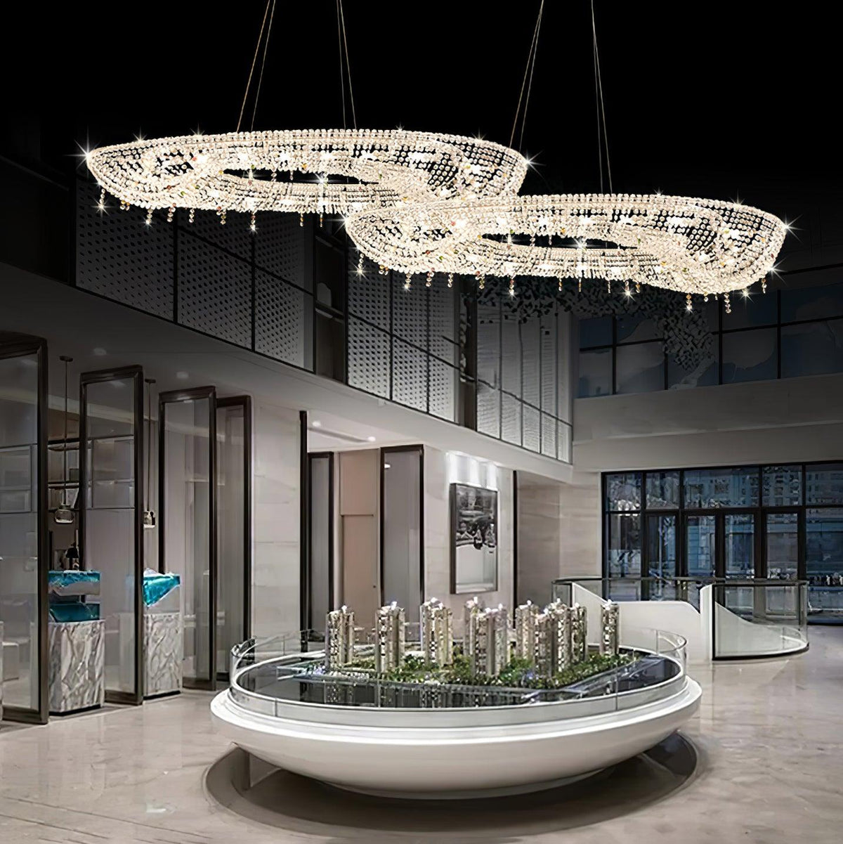 Modern Round Crystal Chandelier – Ambient Illumination in Luxury Interior Setting View 11