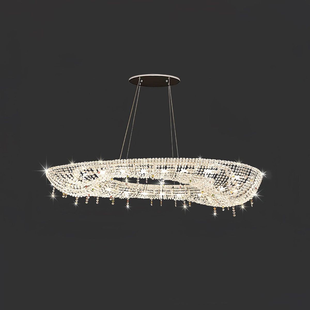Modern Round Crystal Chandelier – Ambient Illumination in Luxury Interior Setting View 14