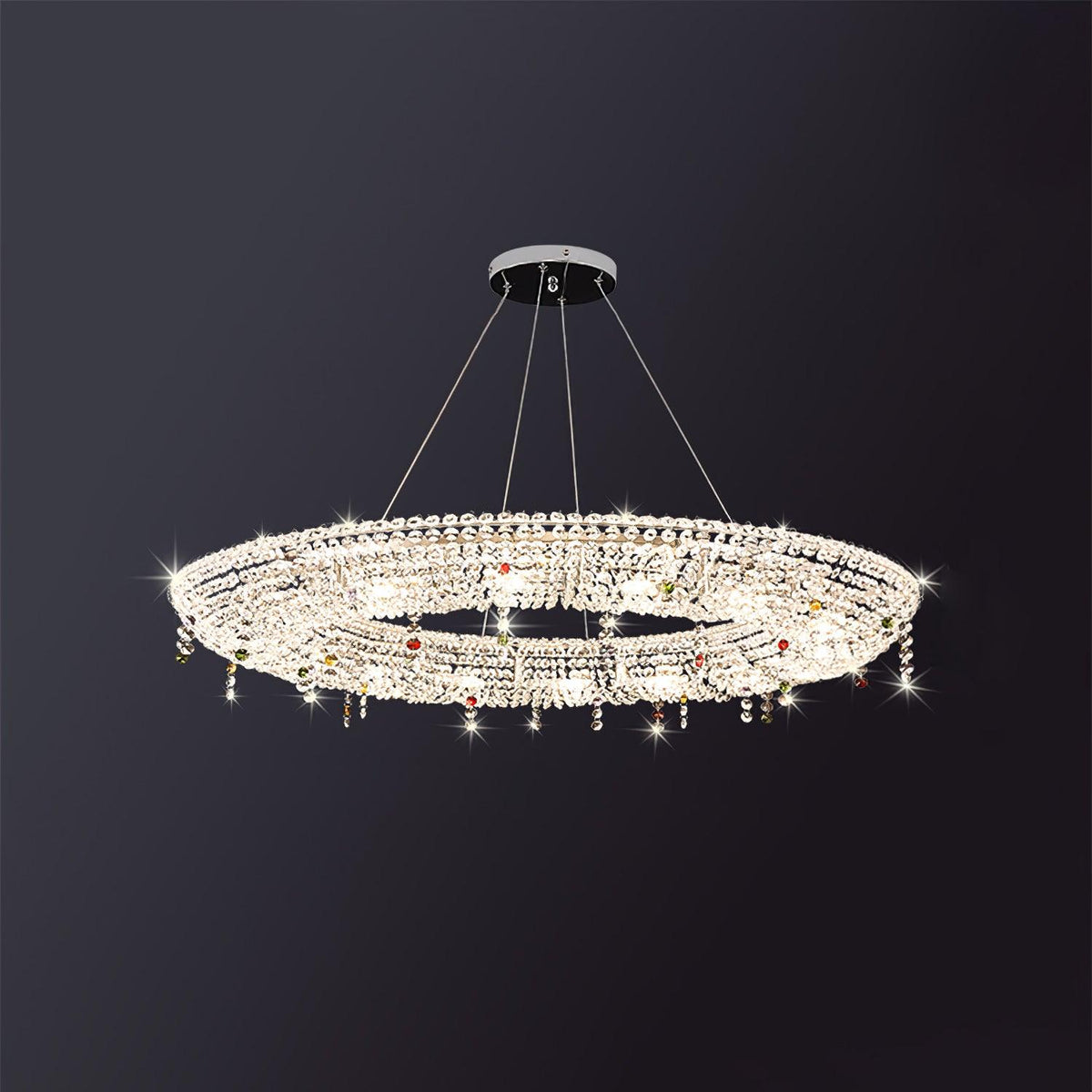 Modern Round Crystal Chandelier – Ambient Illumination in Luxury Interior Setting View 10