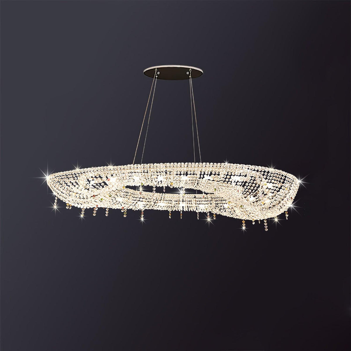 Modern Round Crystal Chandelier – Ambient Illumination in Luxury Interior Setting View 15