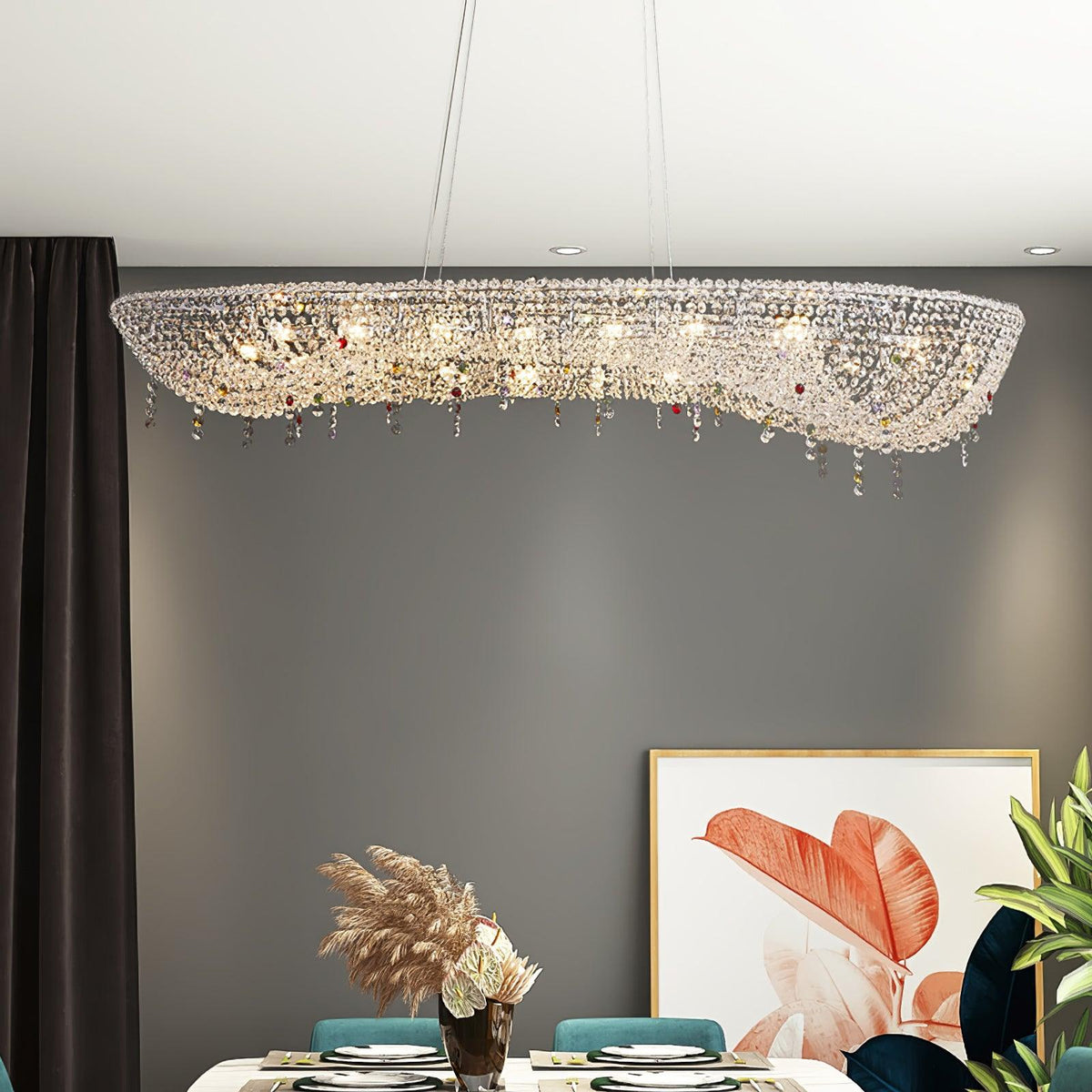 Modern Round Crystal Chandelier – Handcrafted Material Texture and Detail View