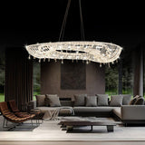 Modern Round Crystal Chandelier – Ambient Illumination in Luxury Interior Setting View 9