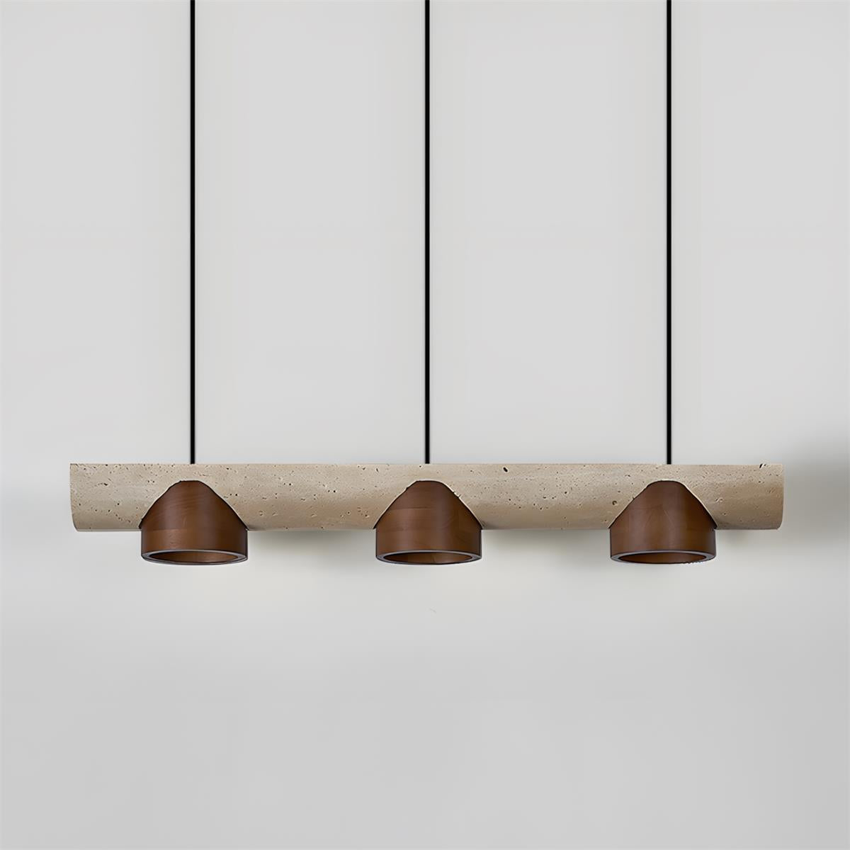 Modira Curated Yellow Travertine Chandelier – structural canopy joint detail