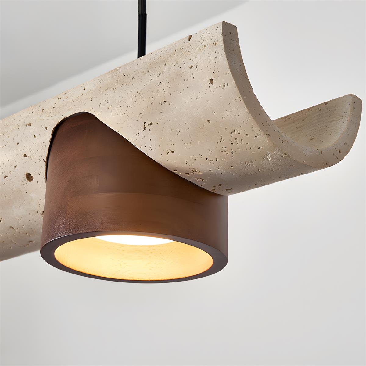 Modira Curated Yellow Travertine Chandelier – full fixture elevation view