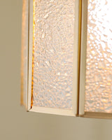 Moire Curated Mouth-Blown Frosted Glass Flush Mo – unlit natural material contrast