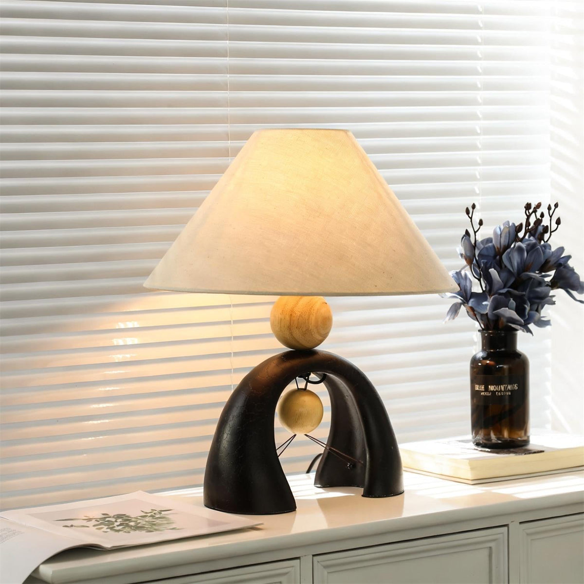 Mono Arch Curated Iron & Glass Table Lamp – side angled contour profile