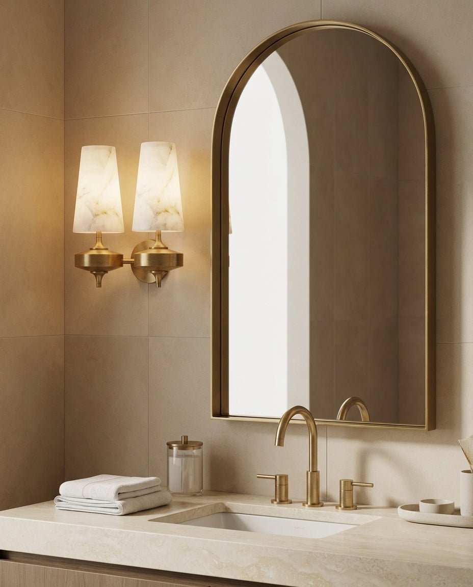 Montera Alabaster Curated Alabaster Wall Sconce – dimensional scale reference