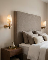 Montera Alabaster Curated Alabaster Wall Sconce – side angled contour profile