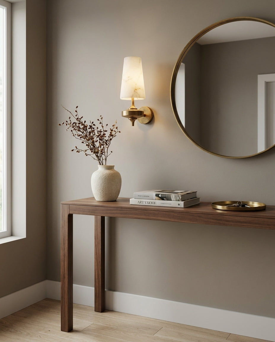 Montera Alabaster Curated Alabaster Wall Sconce – unlit natural material contrast