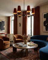 Montera Curated Solid Hardwood Chandelier installed in residential dining space