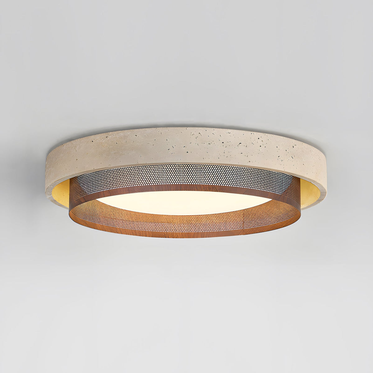 Morsen Curated Yellow Travertine Flush Mount Cei – Dia 57cm x H 8cm  ∅ 22.4 x H 3.1 finish configuration