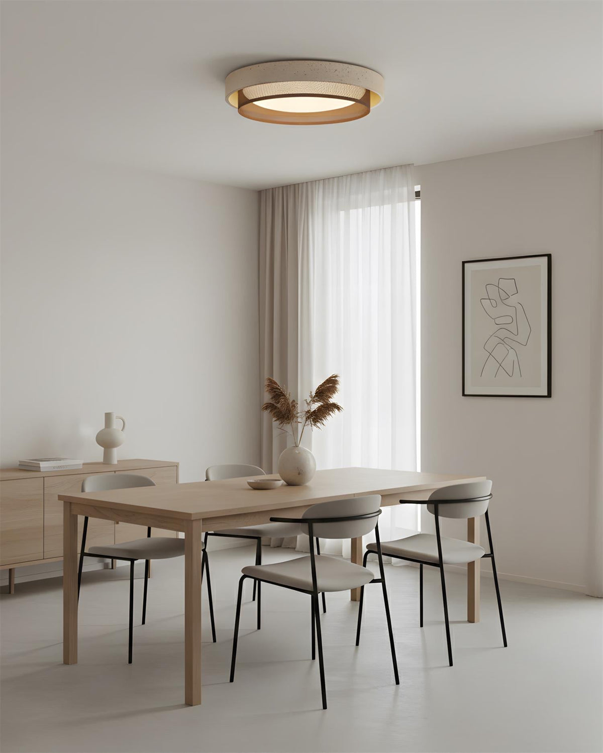 Morsen Curated Yellow Travertine Flush Mount Cei – dimensional scale reference