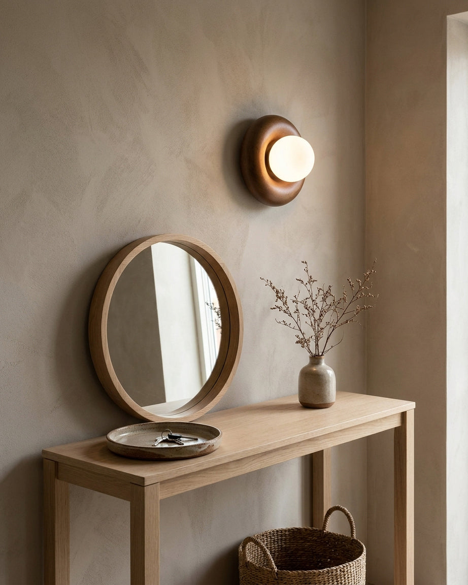 Morvio Pop Curated Mouth-Blown Frosted Glass Wal warm illuminated room view