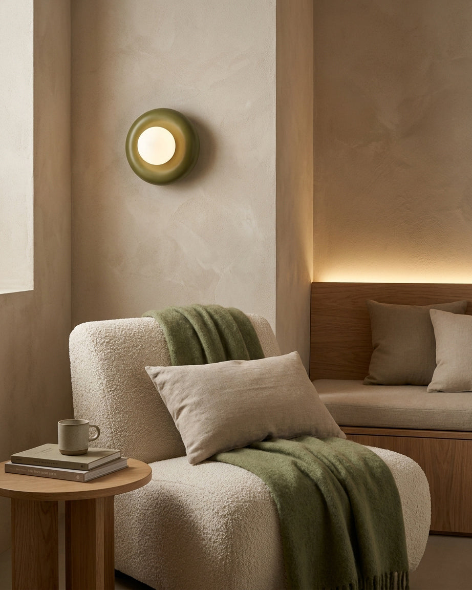 Morvio Pop Curated Mouth-Blown Frosted Glass Wal – unlit natural material contrast