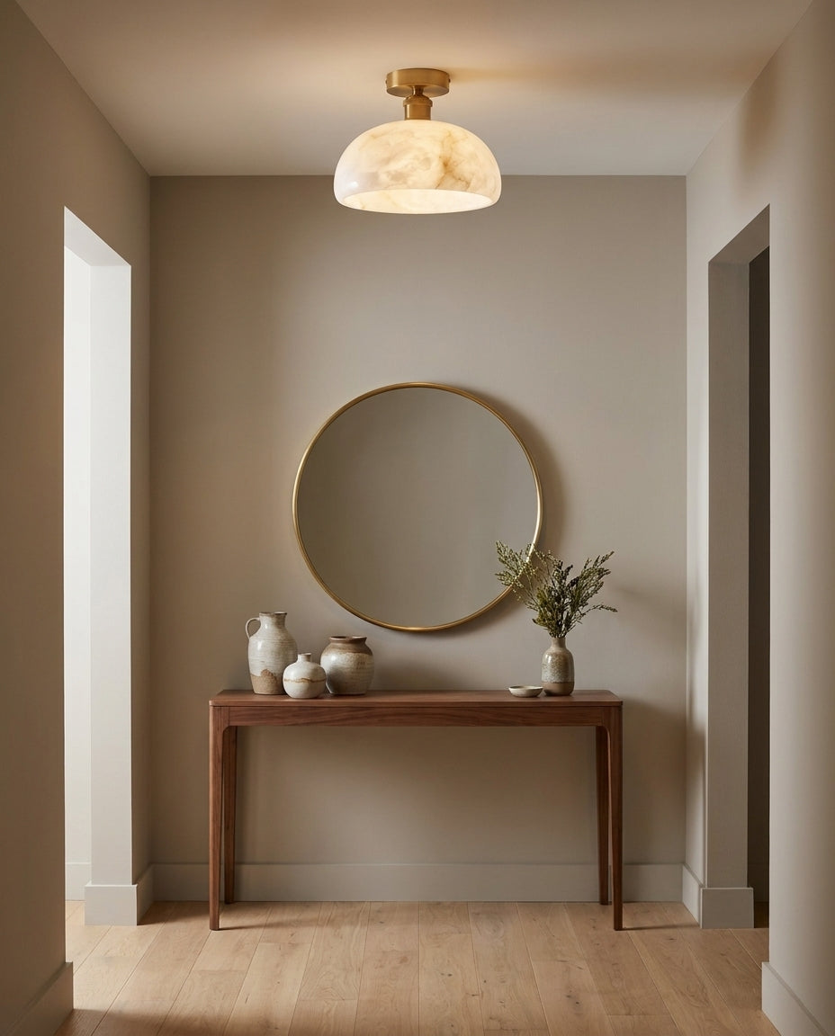 Moss Glow Alabaster Semi- Curated Alabaster Flus – handcrafted surface texture