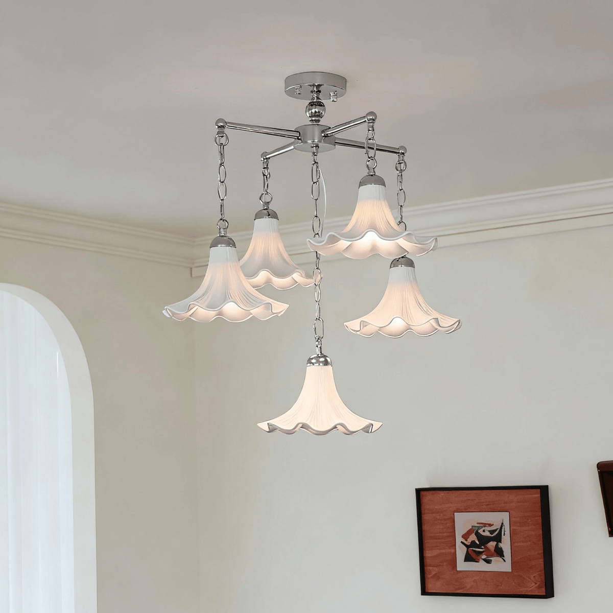 Mugena Bloom Curated Hand-Thrown Ceramic Chandel installed in residential dining space