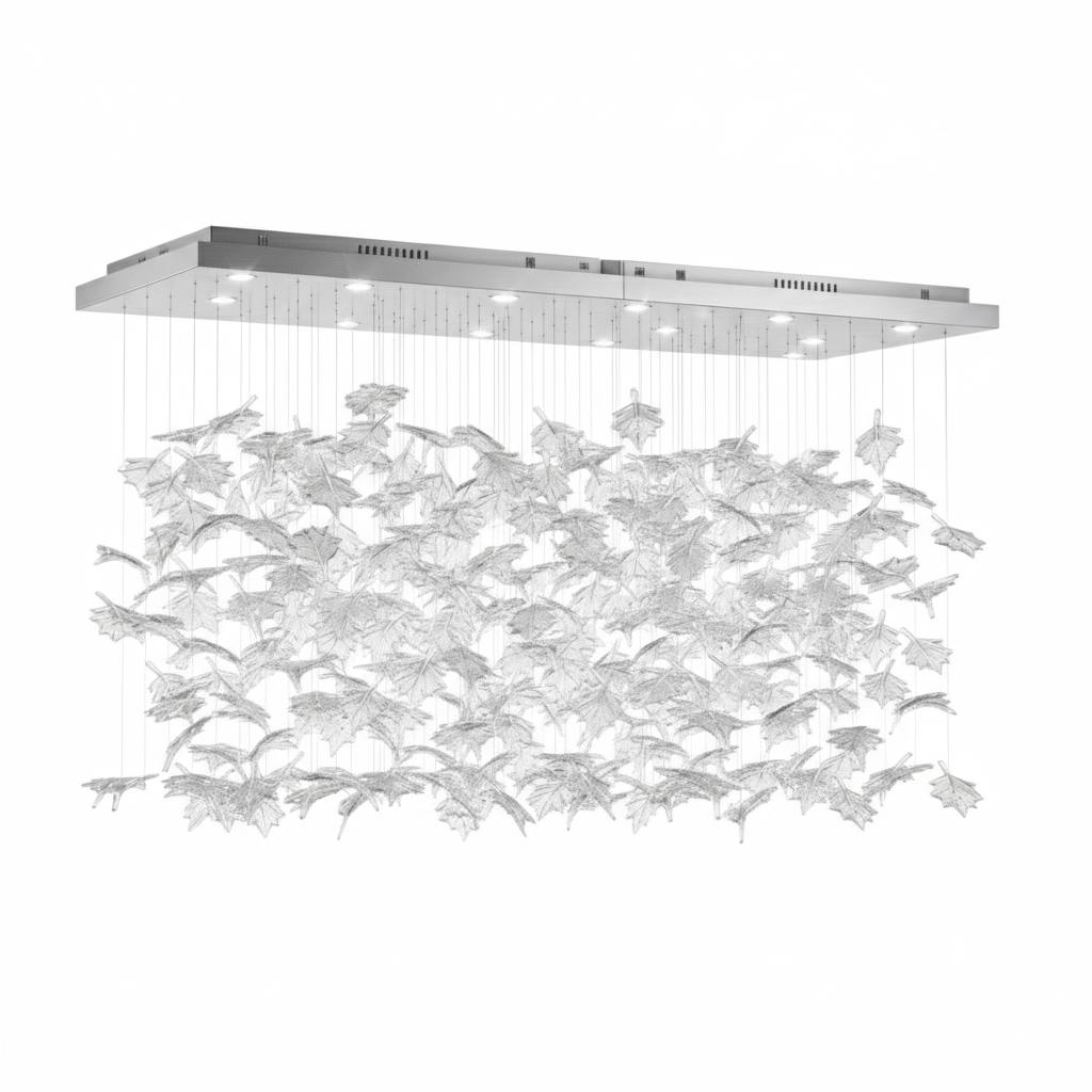 Multicolor Crystal Maple Chandelier – Ambient Illumination in Luxury Interior Setting View 29