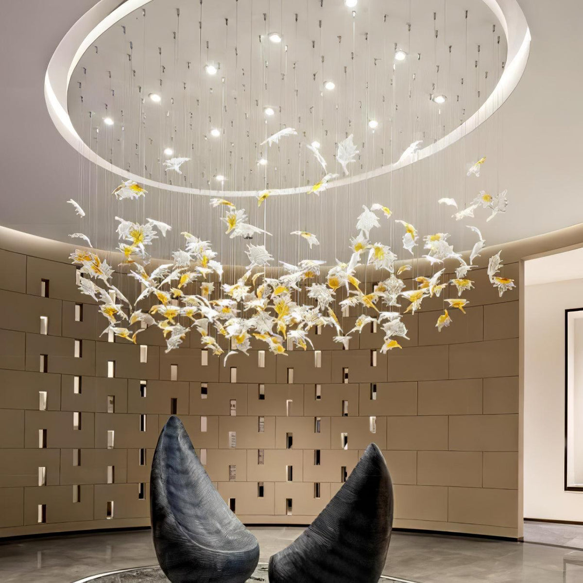 Multicolor Crystal Maple Chandelier – Ambient Illumination in Luxury Interior Setting View 13