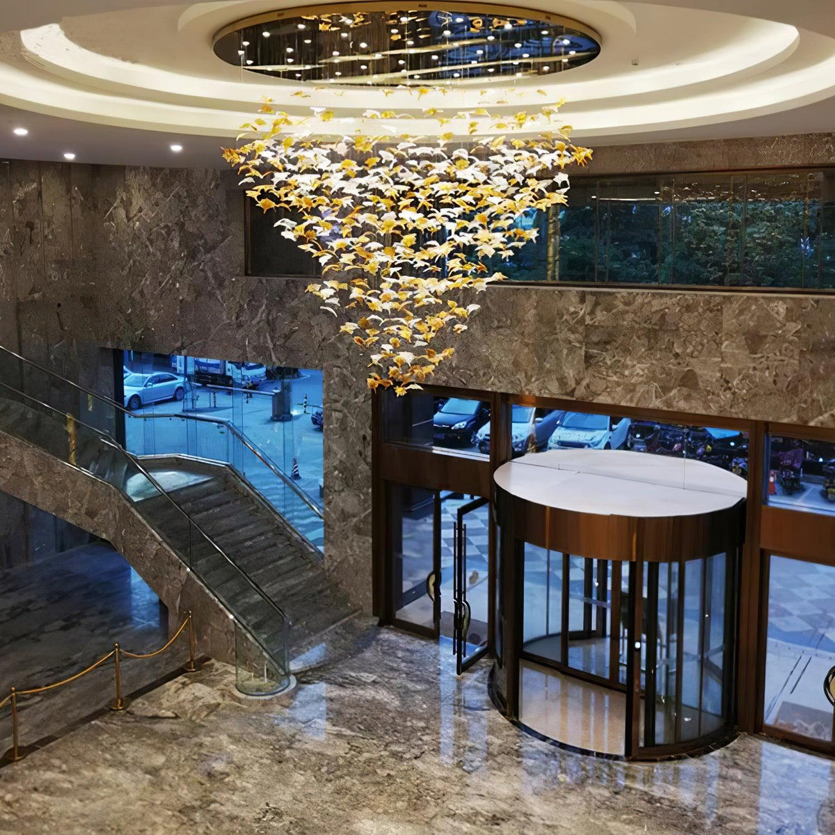 Multicolor Crystal Maple Chandelier – Ambient Illumination in Luxury Interior Setting View 15