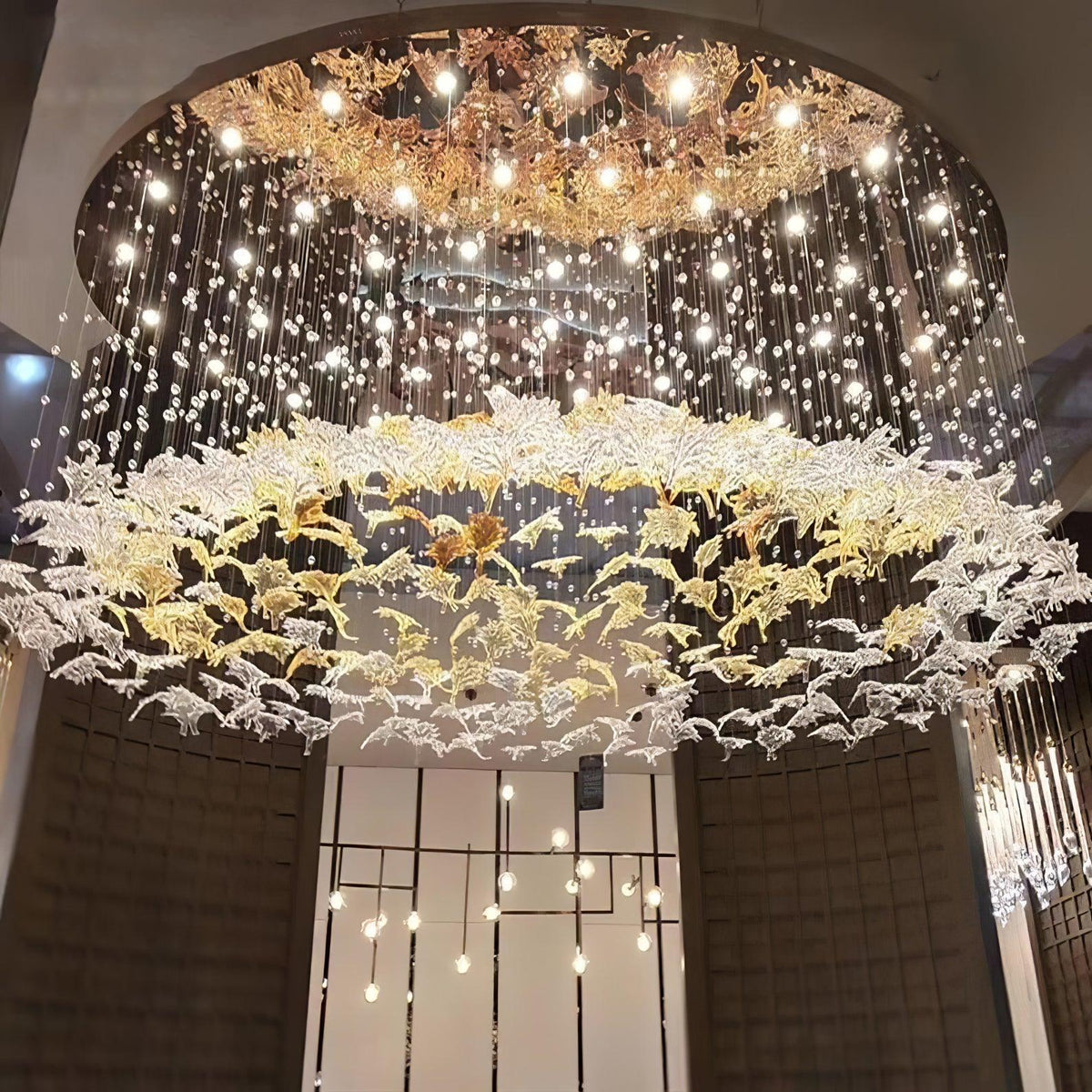 Multicolor Crystal Maple Chandelier – Ambient Illumination in Luxury Interior Setting View 7