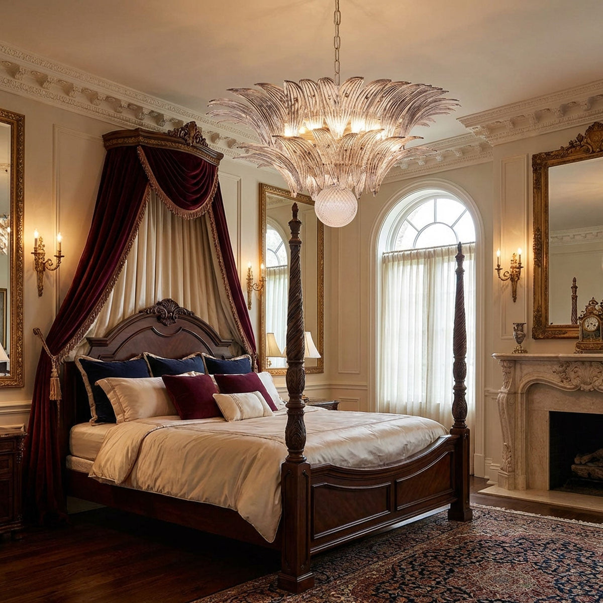 Glass Palmette Chandelier – Ambient Illumination in Luxury Interior Setting View 10