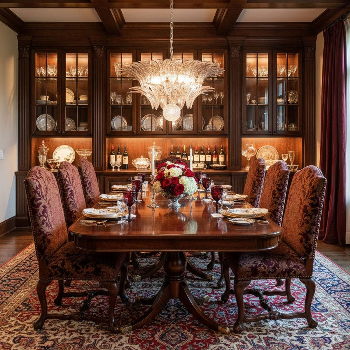 Glass Palmette Chandelier – Ambient Illumination in Luxury Interior Setting View 4