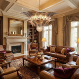 Glass Palmette Chandelier – Ambient Illumination in Luxury Interior Setting View 7