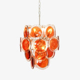Orange Disk Glass Chandelier – Handcrafted Architectural Luxury Lighting Fixture
