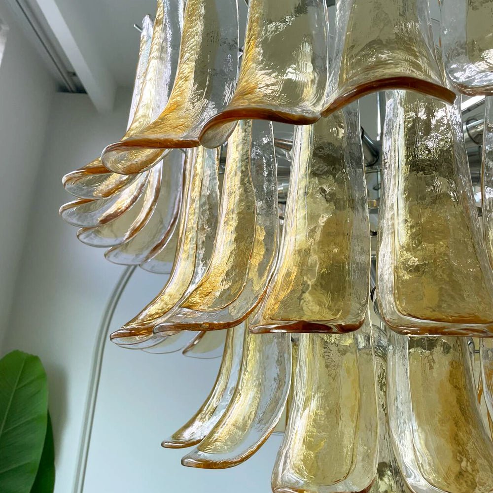 Petala Amber Art Glass Chandelier – macro detail view #1