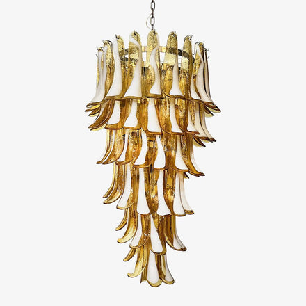Glass Amber Petals Spiral Chandelier