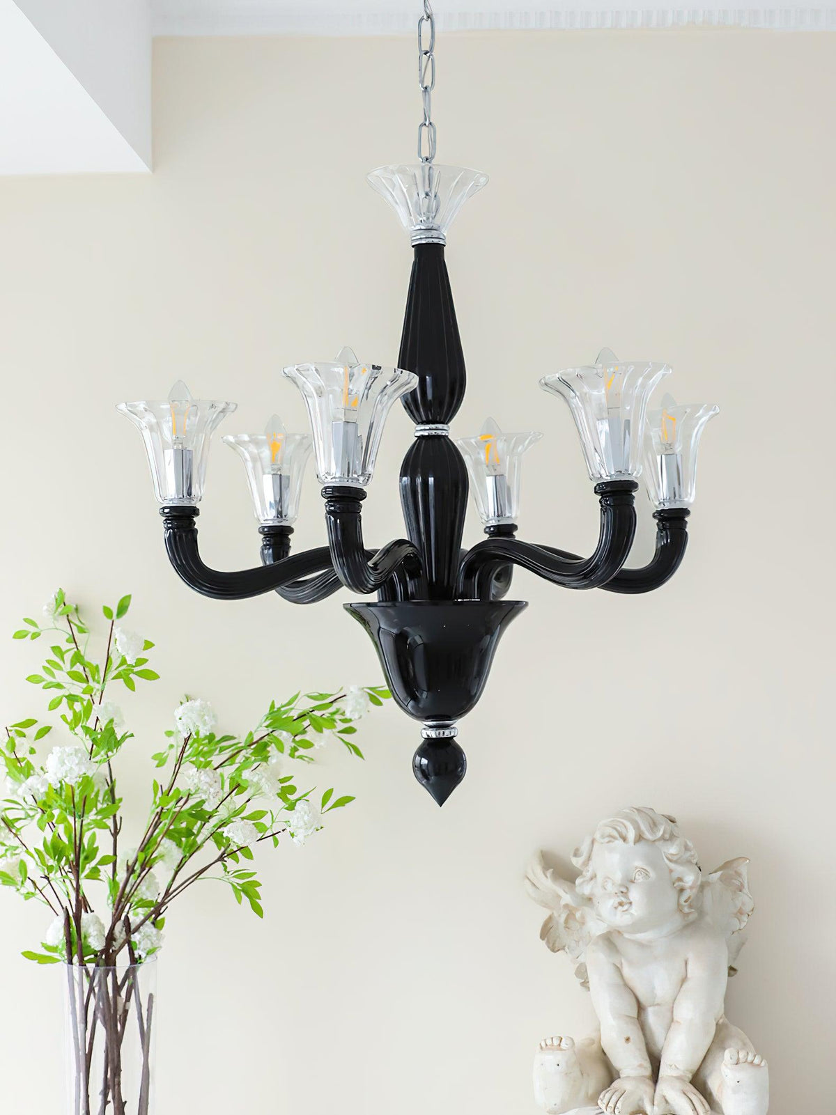 Black Candle Curated Mouth-Blown Frosted Glass C – architectural ceiling profile