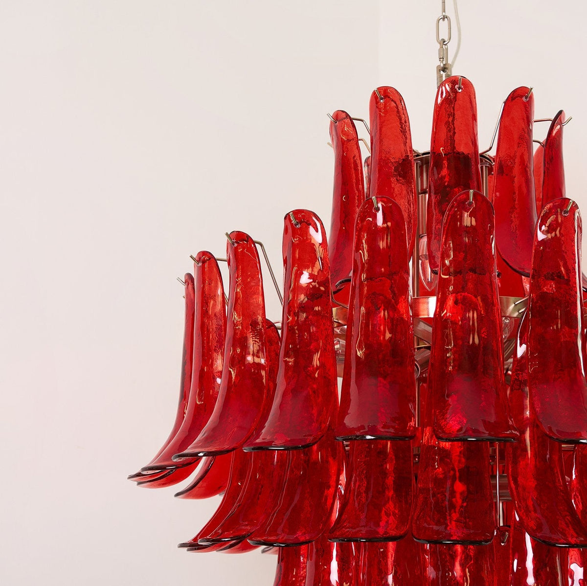 Glass Crimson Cascade Chandelier – Ambient Illumination in Luxury Interior Setting View 7