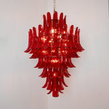 Glass Crimson Cascade Chandelier – Ambient Illumination in Luxury Interior Setting View 3