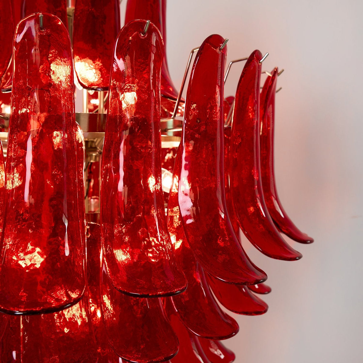 Glass Crimson Cascade Chandelier – Ambient Illumination in Luxury Interior Setting View 10