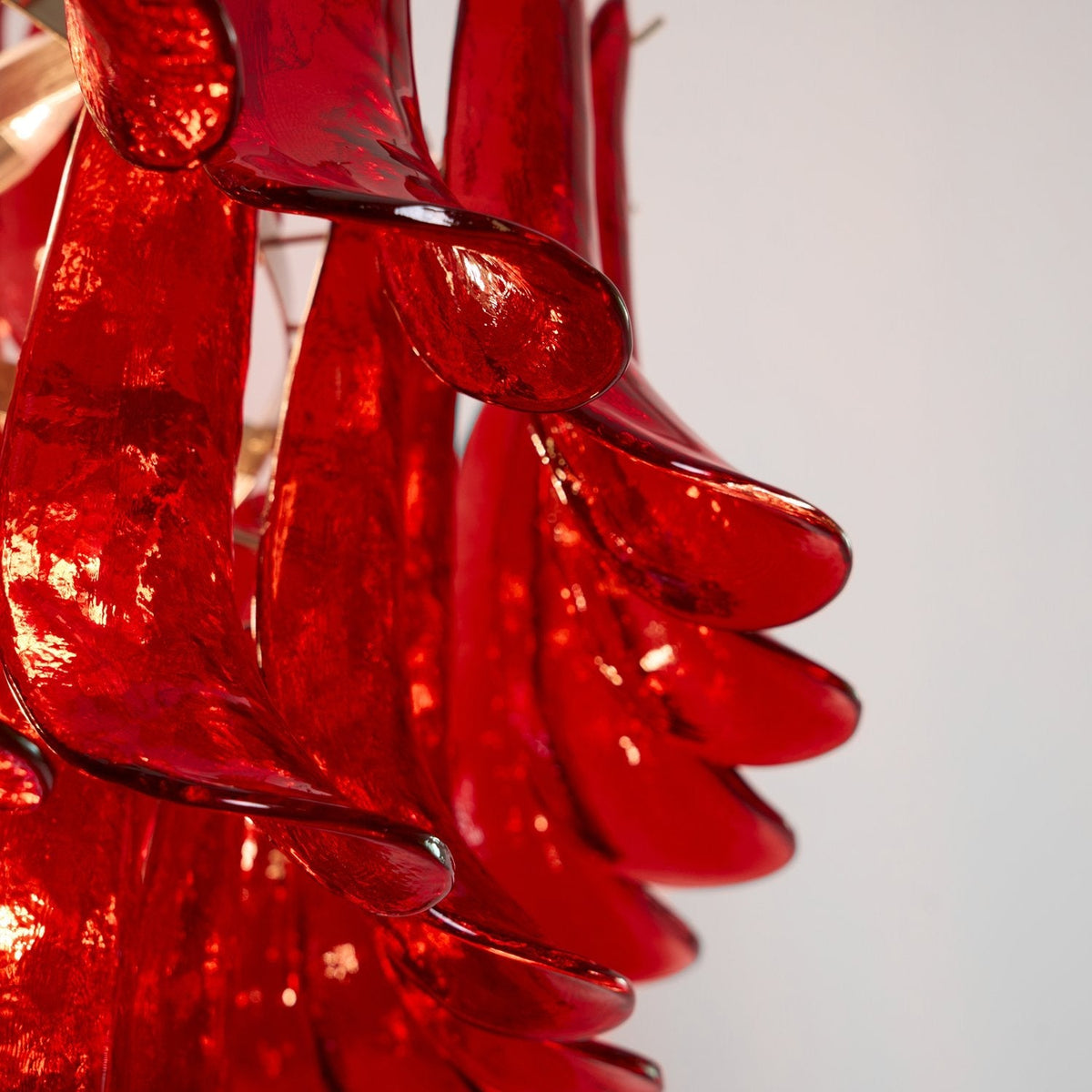 Glass Crimson Cascade Chandelier – Ambient Illumination in Luxury Interior Setting View 9