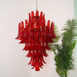 Glass Crimson Cascade Chandelier – Handcrafted Material Texture and Detail View