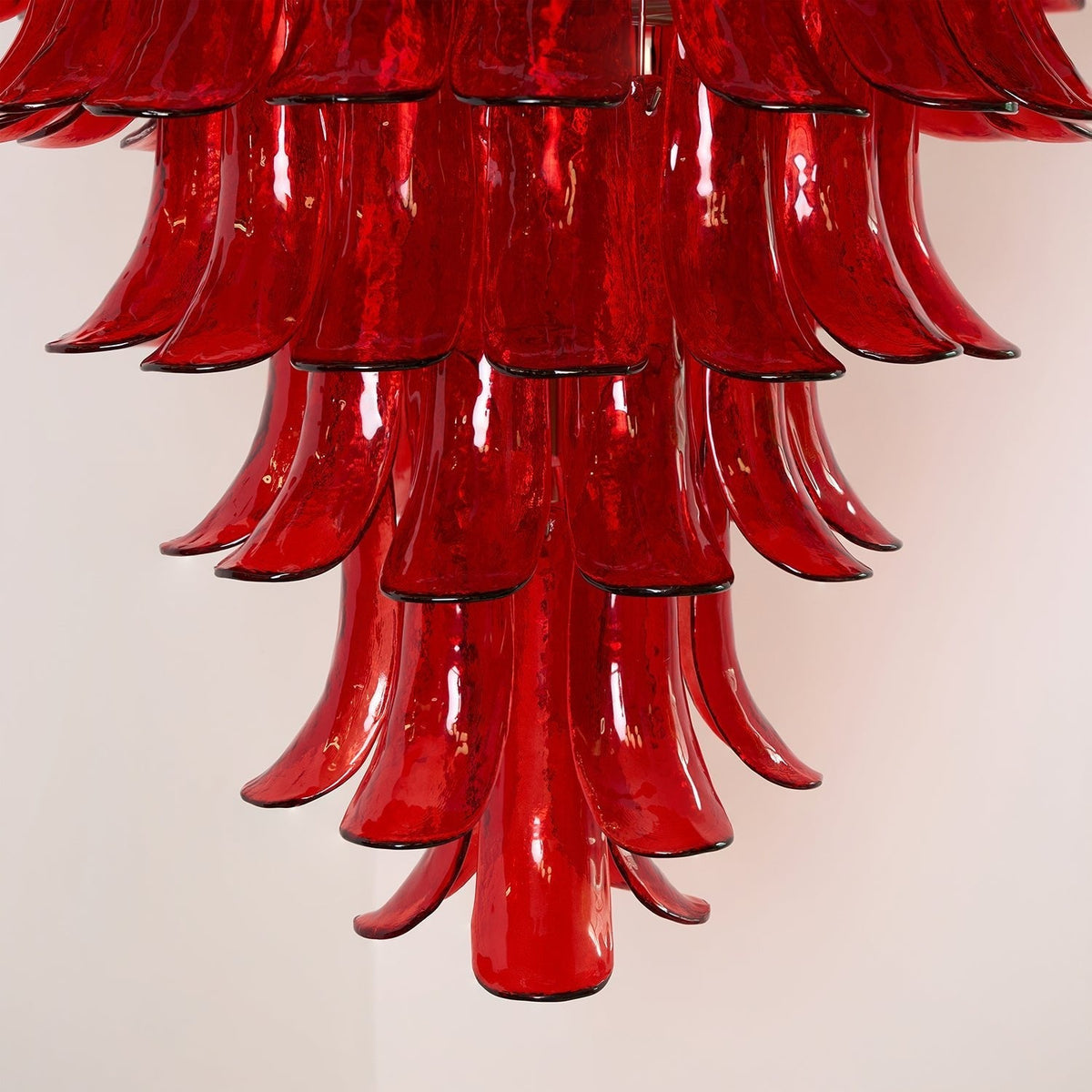 Glass Crimson Cascade Chandelier – Ambient Illumination in Luxury Interior Setting View 11