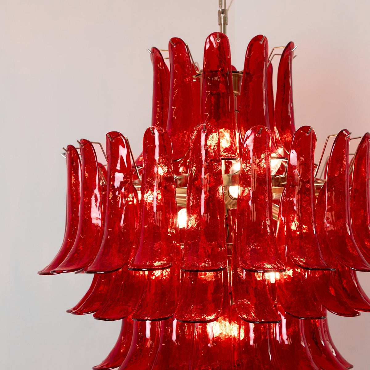 Glass Crimson Cascade Chandelier – Ambient Illumination in Luxury Interior Setting View 15