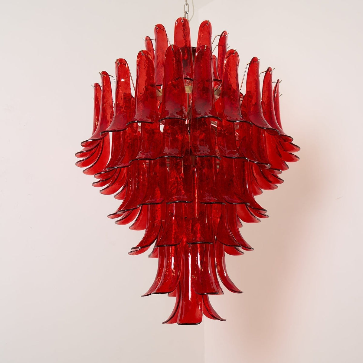 Glass Crimson Cascade Chandelier – Ambient Illumination in Luxury Interior Setting View 14